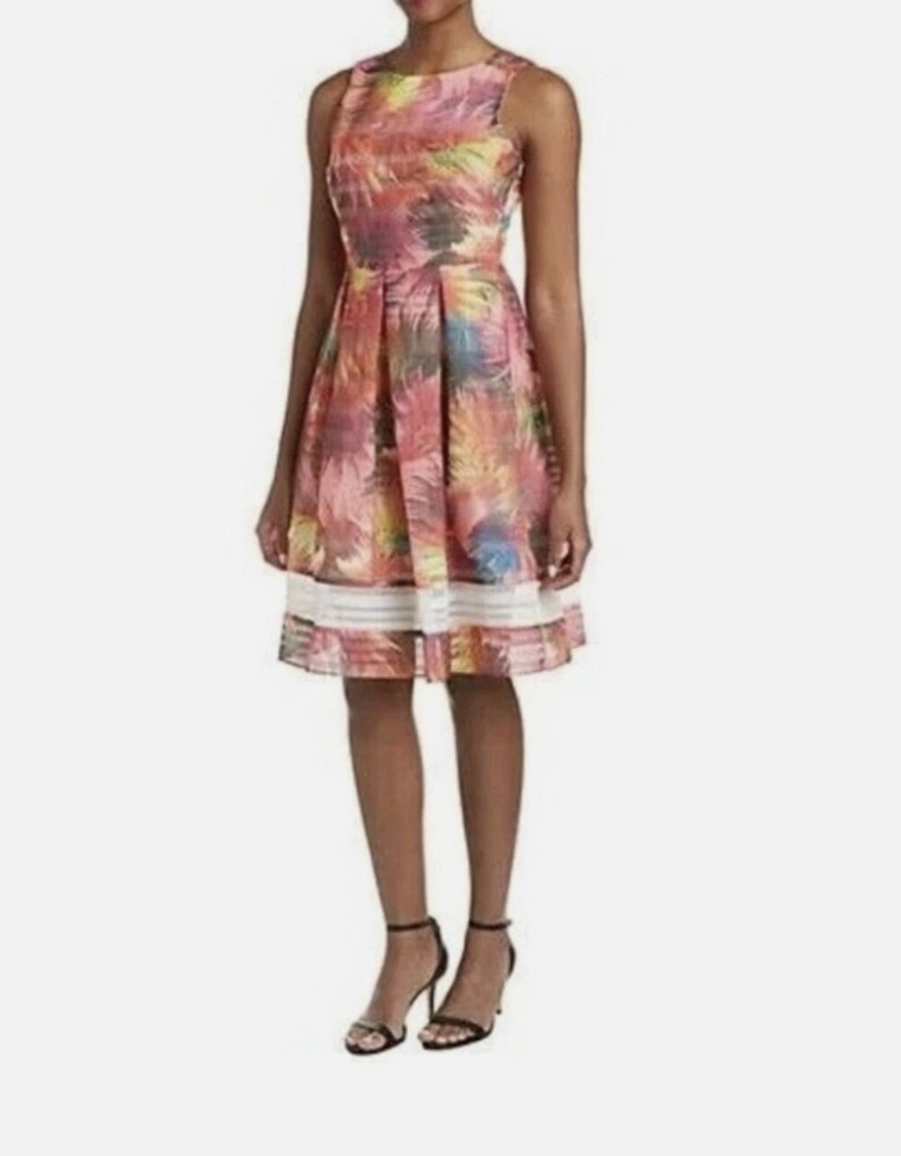 Badgley Mischka Women's Pink Tropical Print Sundress Size 4